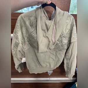 FP Movement Green and Pink Stitched Hoodie L